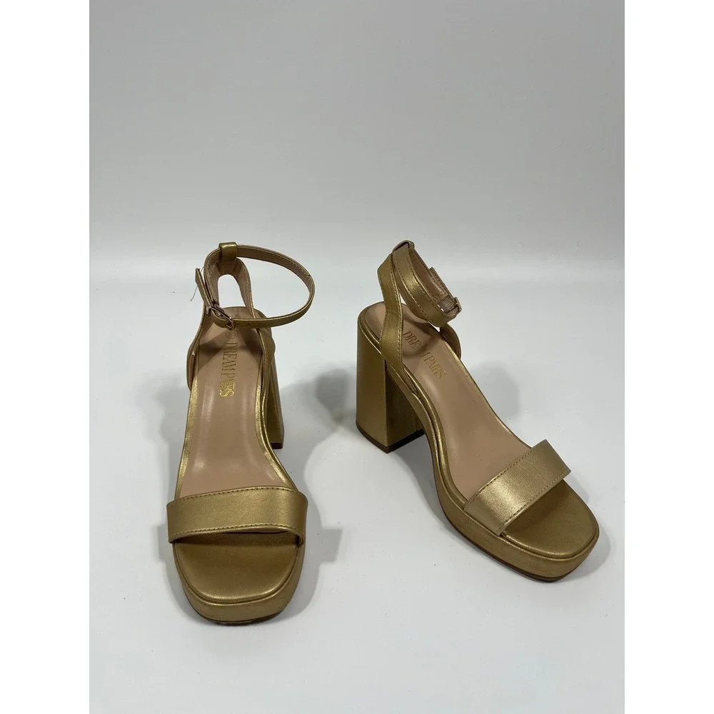 Women 5.5 Platform Heels Metallic Gold Wedding Guest Formal Event Gala Going Out